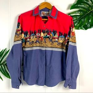 VINTAGE 90’s LOONY TOONS Cowboy Button Up Shirt